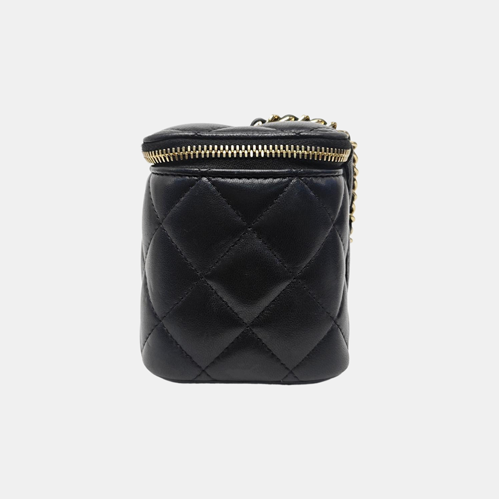 Quilted Lambskin Shoulder Bag Black