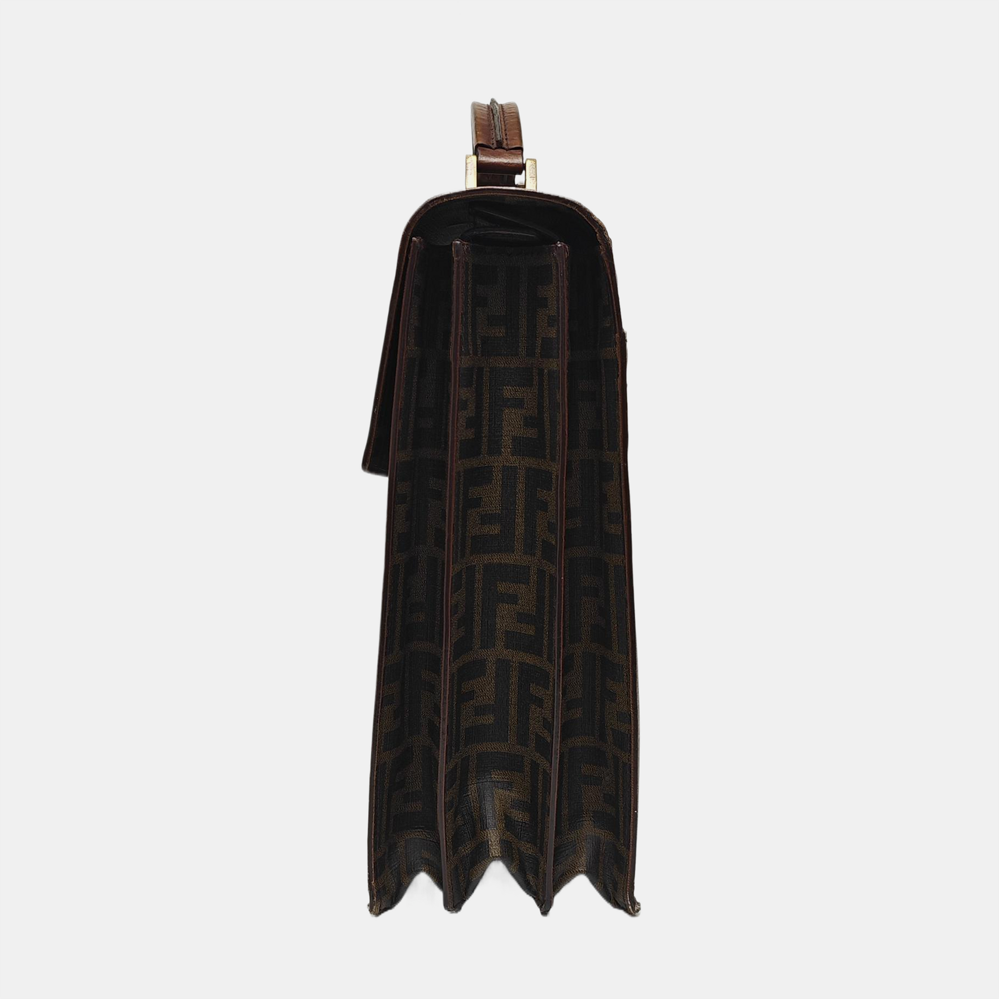 Coated Canvas Top Handle Bag Brown