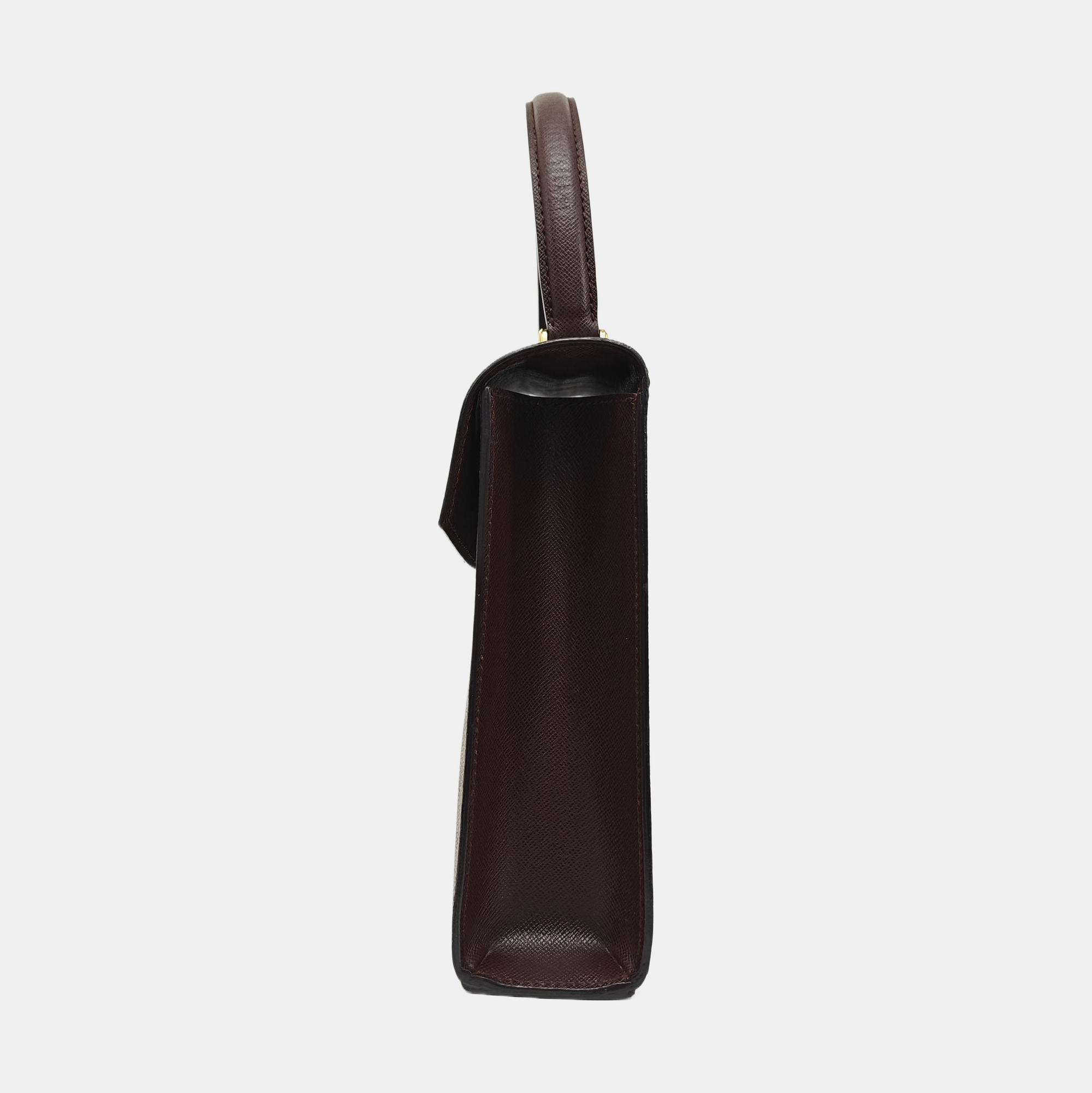 Coated Canvas Top Handle Bag Brown