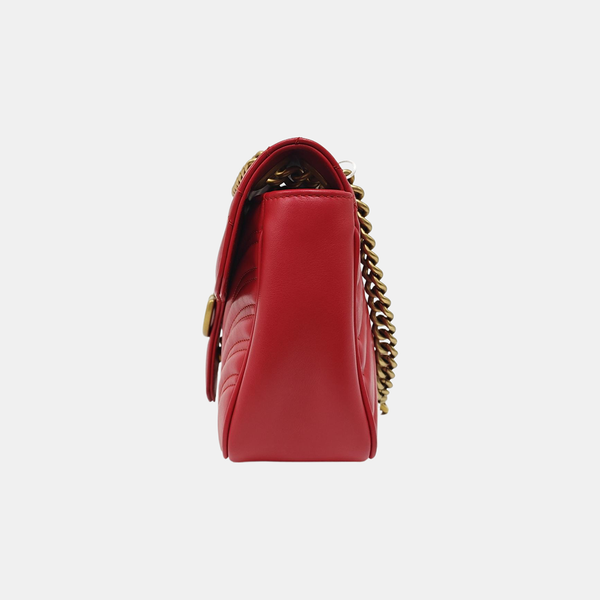 GG Marmont Medium Quilted Calfskin Red