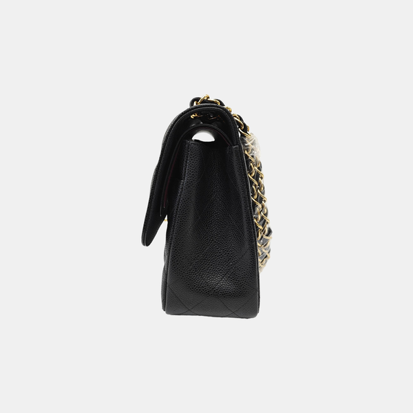 CLASSIC FLAP Jumbo Quilted Grained Calfskin Black