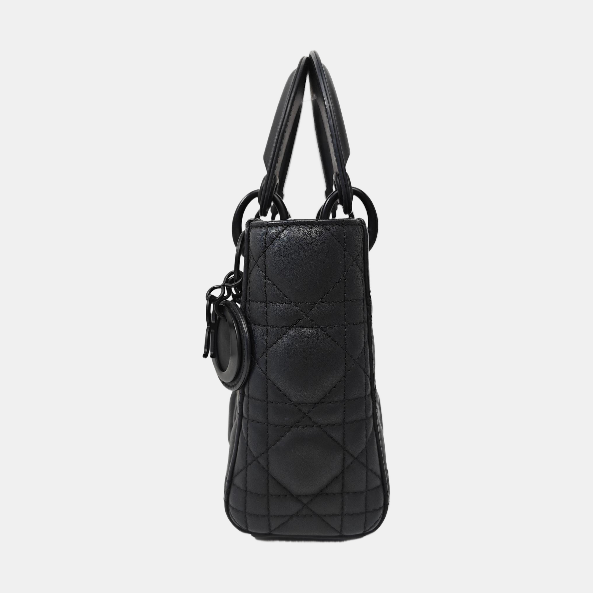 Lady Dior Mini Cannage Calfskin Black