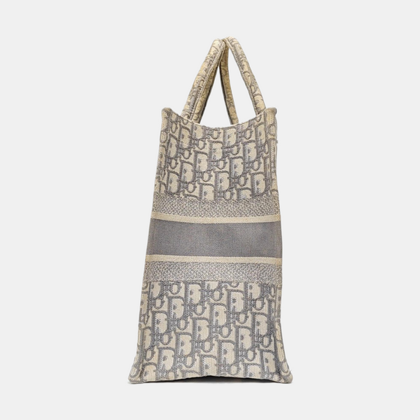 Book Tote Medium Oblique Canvas White