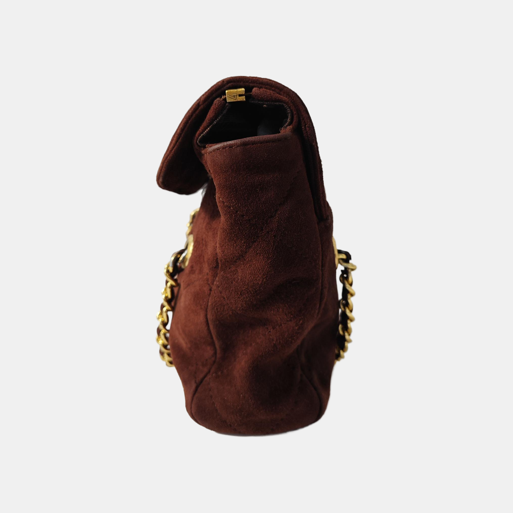 Quilted Suede Shoulder Bag Brown