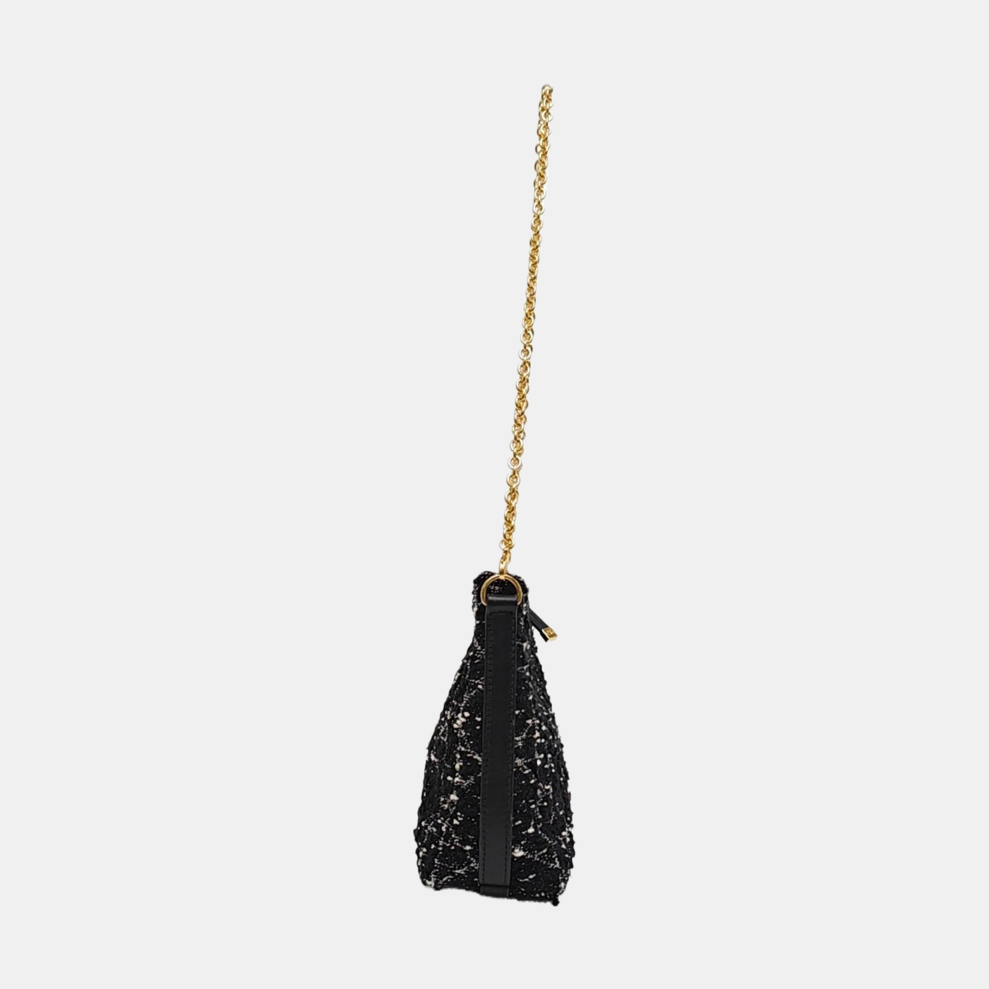 Quilted Fabric Shoulder Bag Black