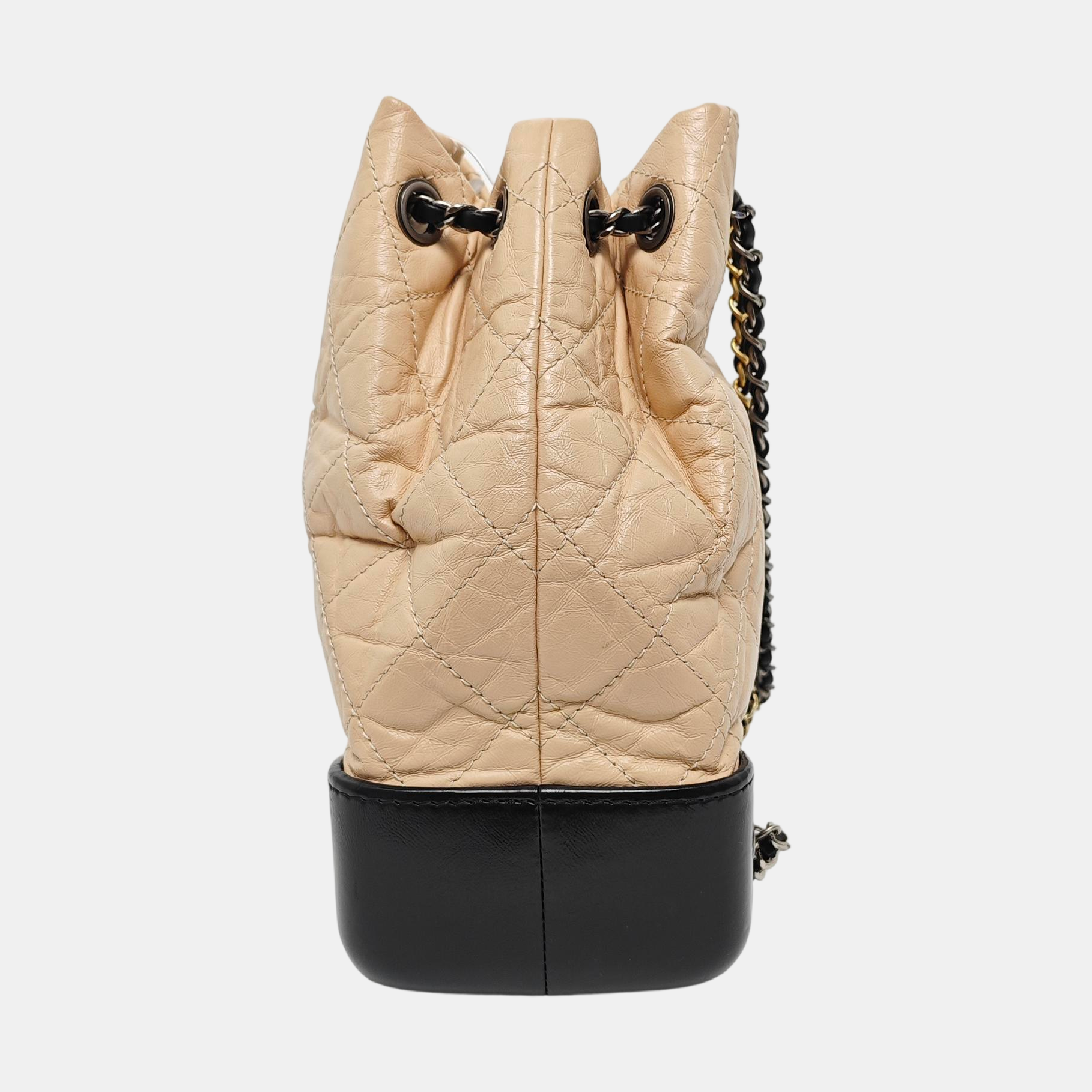 GABRIELLE Small Quilted Calfskin Beige