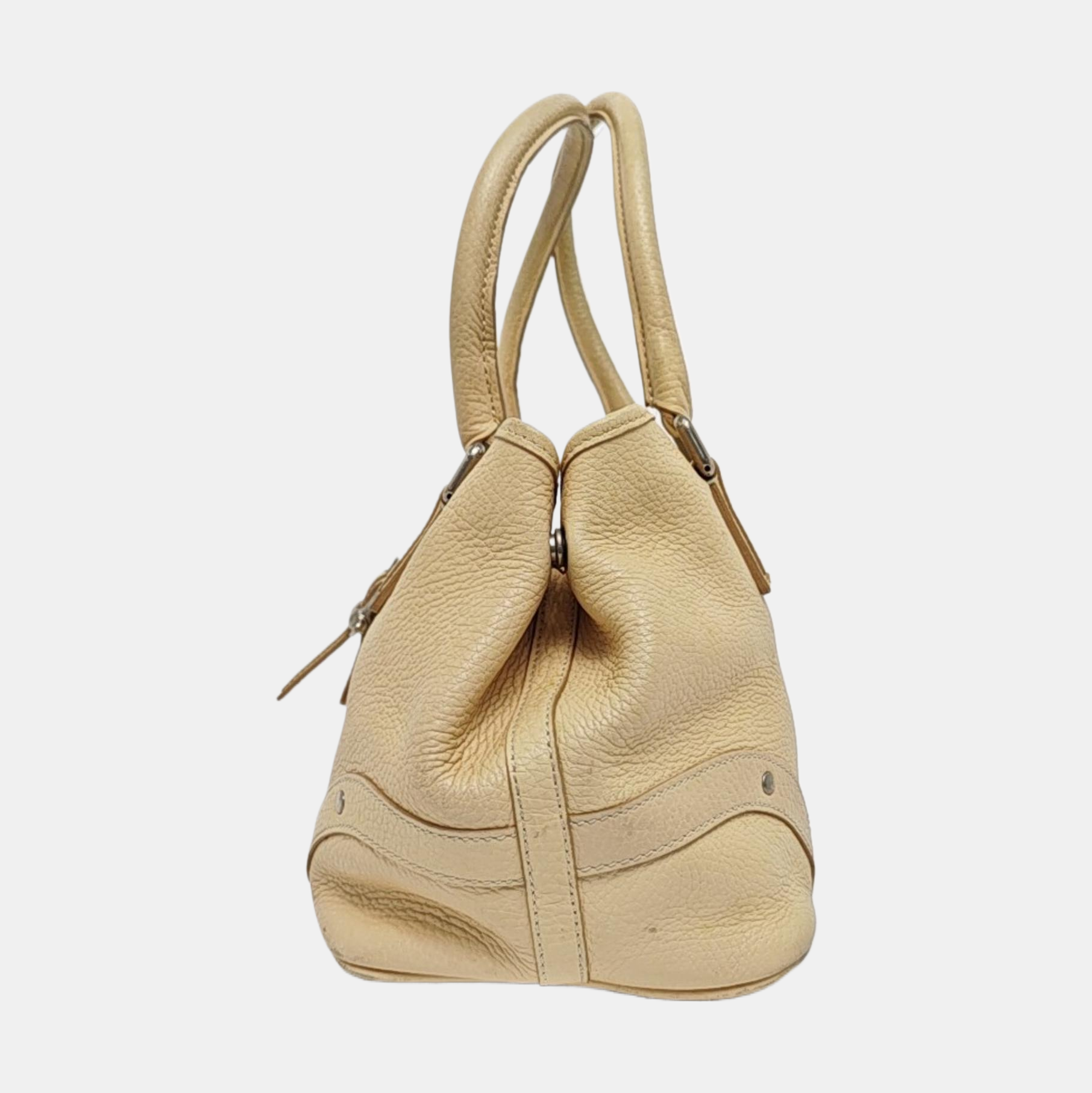 Calfskin Top Handle Bag Beige