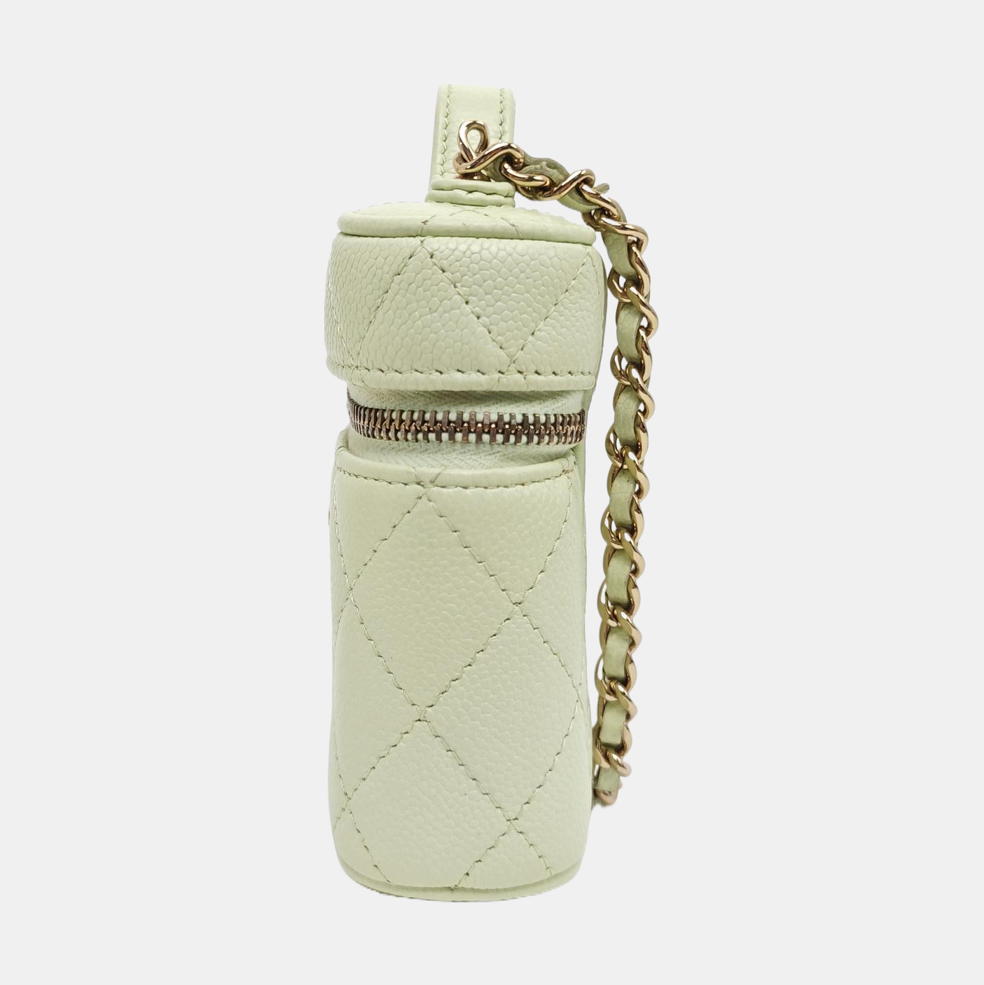 VANITY CASE Mini Quilted Grained Calfskin Green