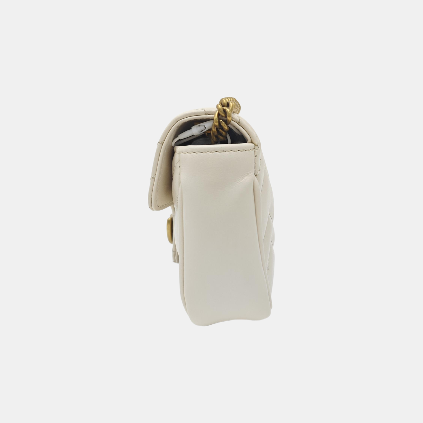 GG Marmont Mini Quilted Calfskin White