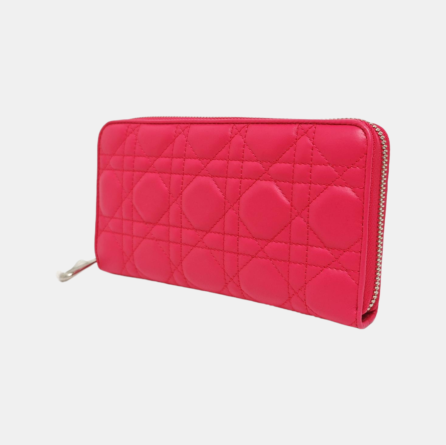 Lady Dior Small Quilted Lambskin Red Wallet