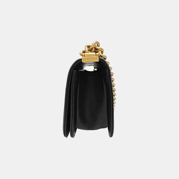 Leboy Small Chevron Grained Calfskin Black