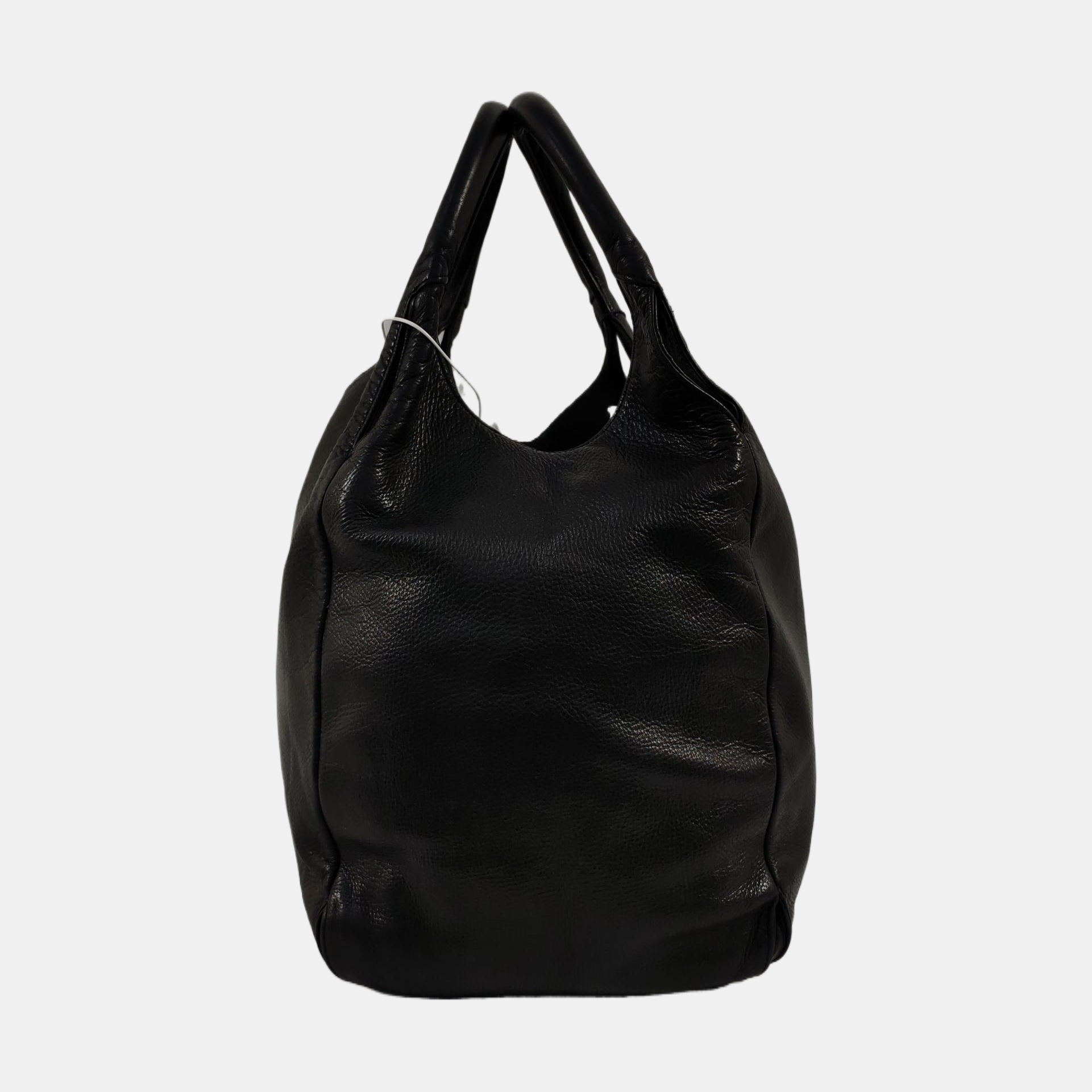 Leather Top Handle Bag Black