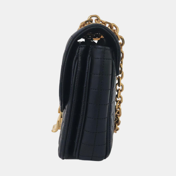 C Small Quilted Calfskin Black