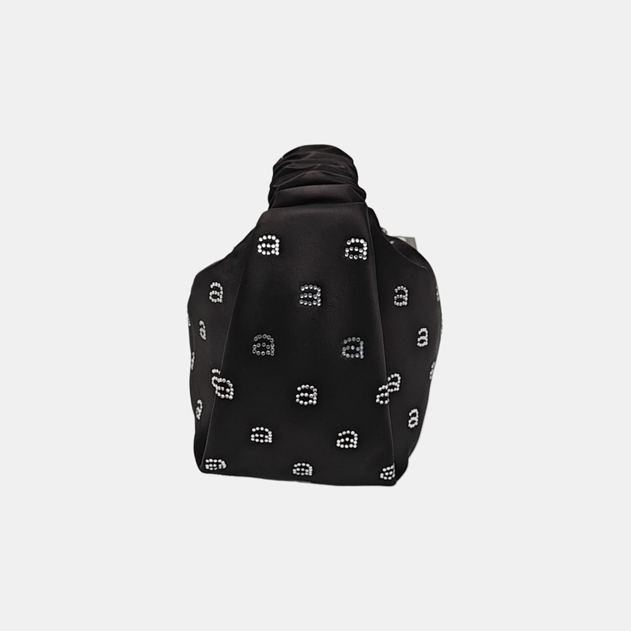 Silk Satin Top Handle Bag Black