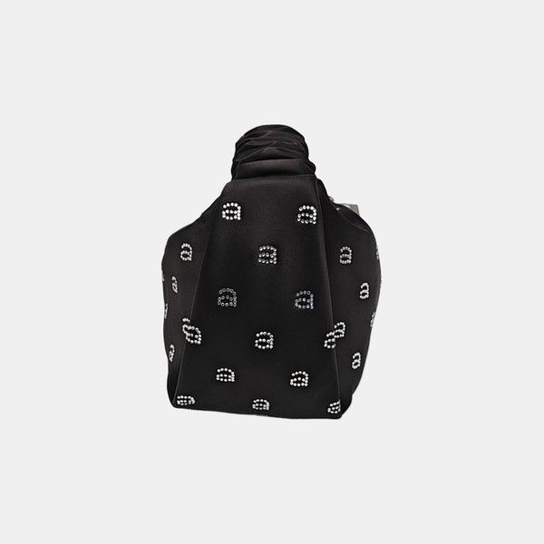 Silk Satin Top Handle Bag Black