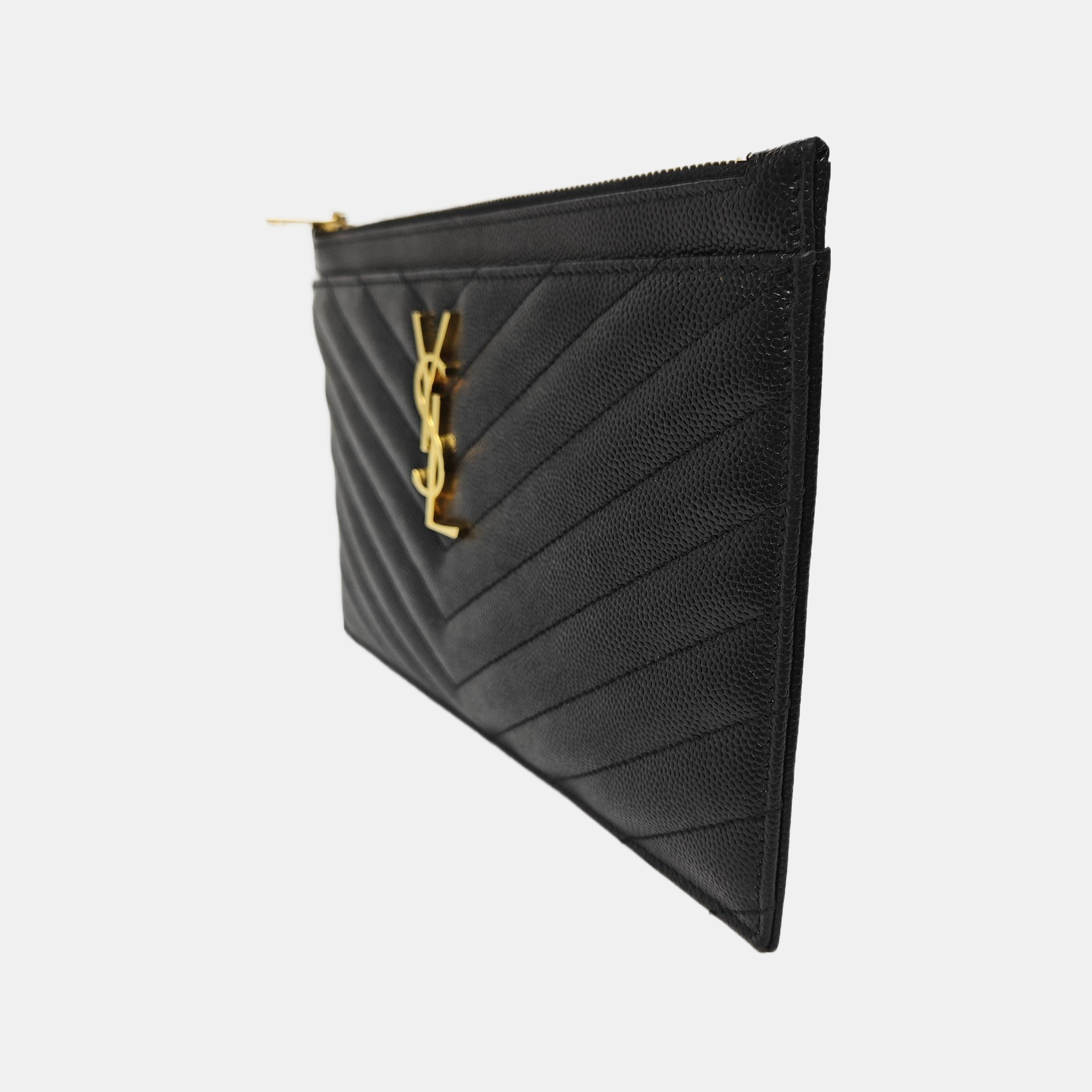 CASSANDRE Large Chevron Calfskin Black