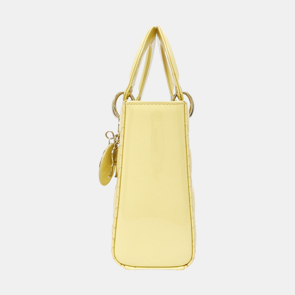 Lady Dior Small Cannage Patent Leather Yellow