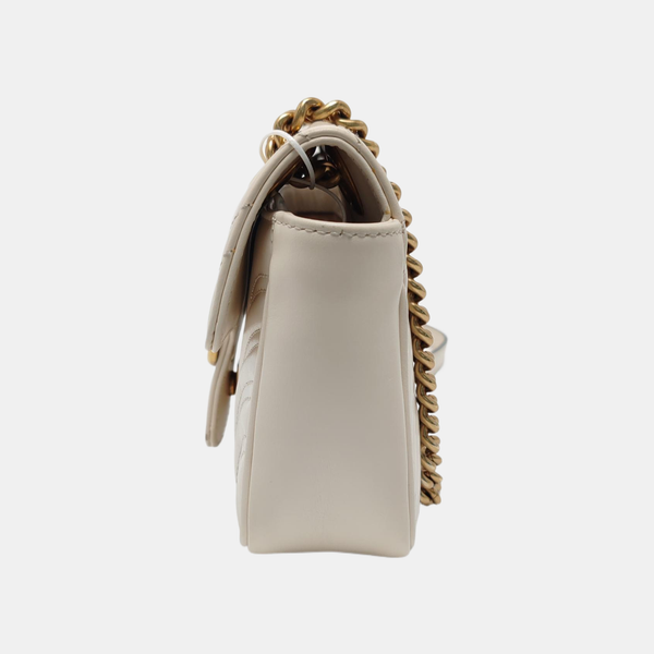 GG Marmont Small Quilted Calfskin White