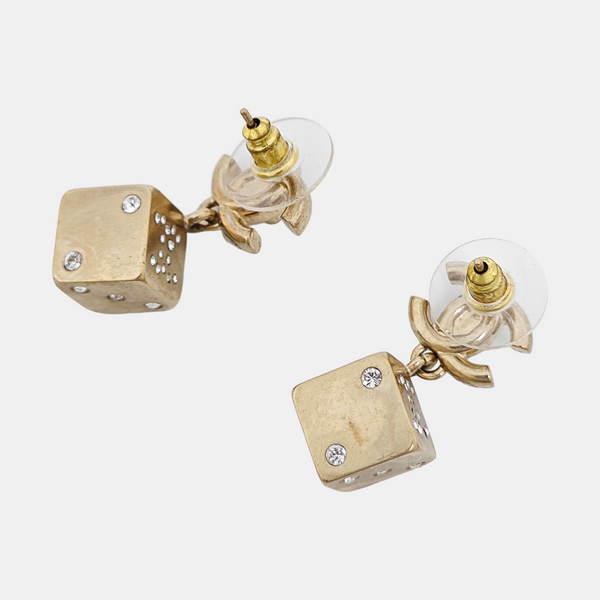 CC Logo Brass Gold Stud Earrings