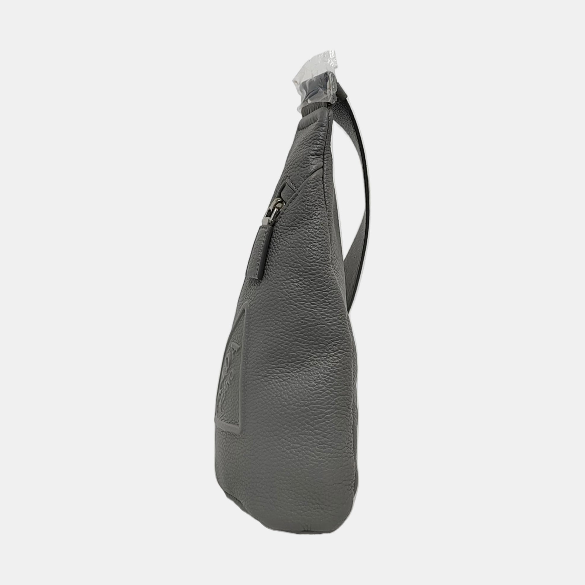 Authenticated pre-owned  Triangle Leather Gray - Belt Bag at Looply