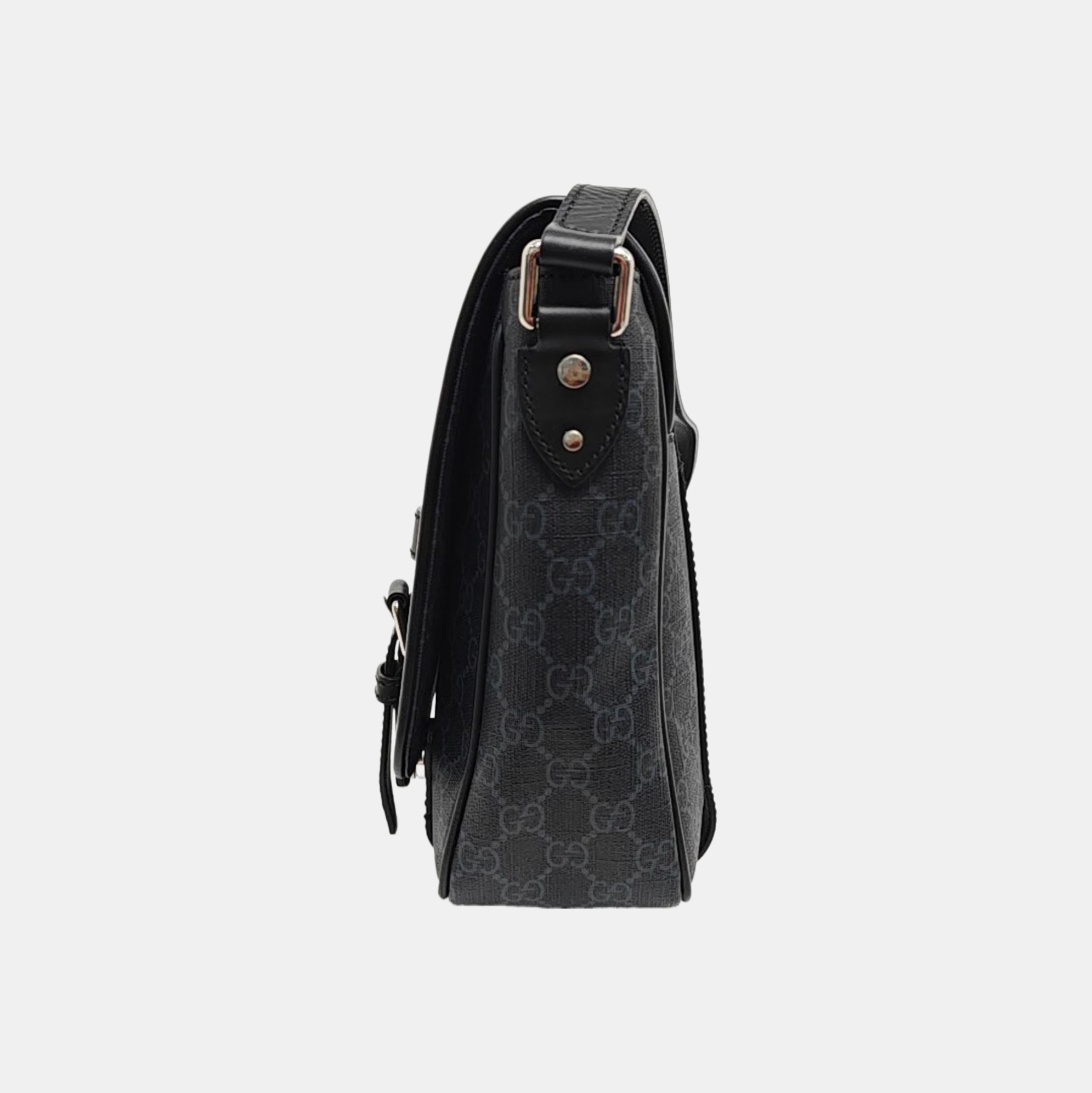 Monogram Coated Canvas Shoulder Bag Black