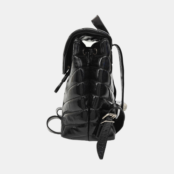 LOULOU Small Chevron Calfskin Black