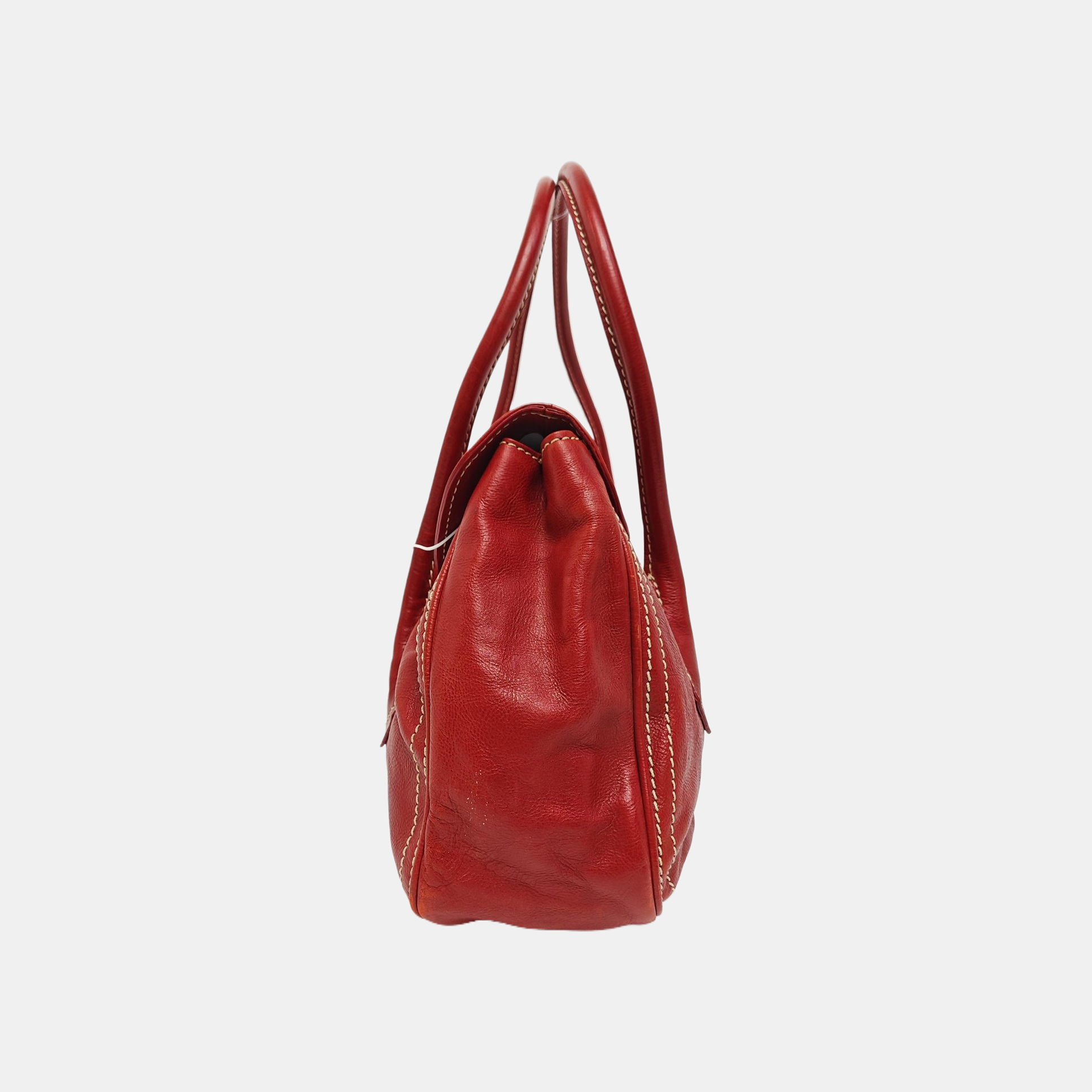 Calfskin Top Handle Bag Red