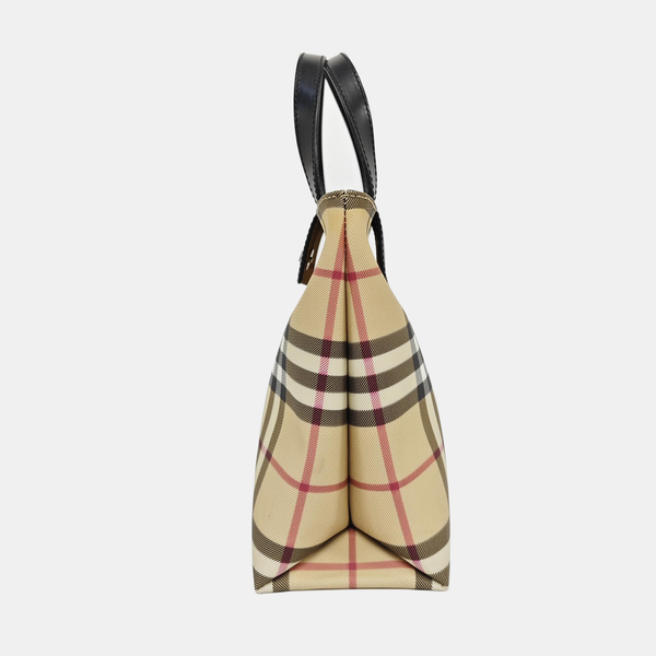 Coated Canvas Top Handle Bag Beige