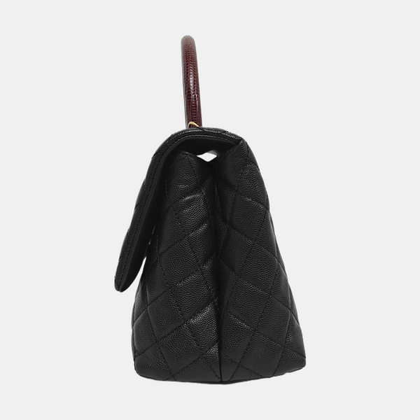 COCO HANDLE Medium Quilted Grained Calfskin Black