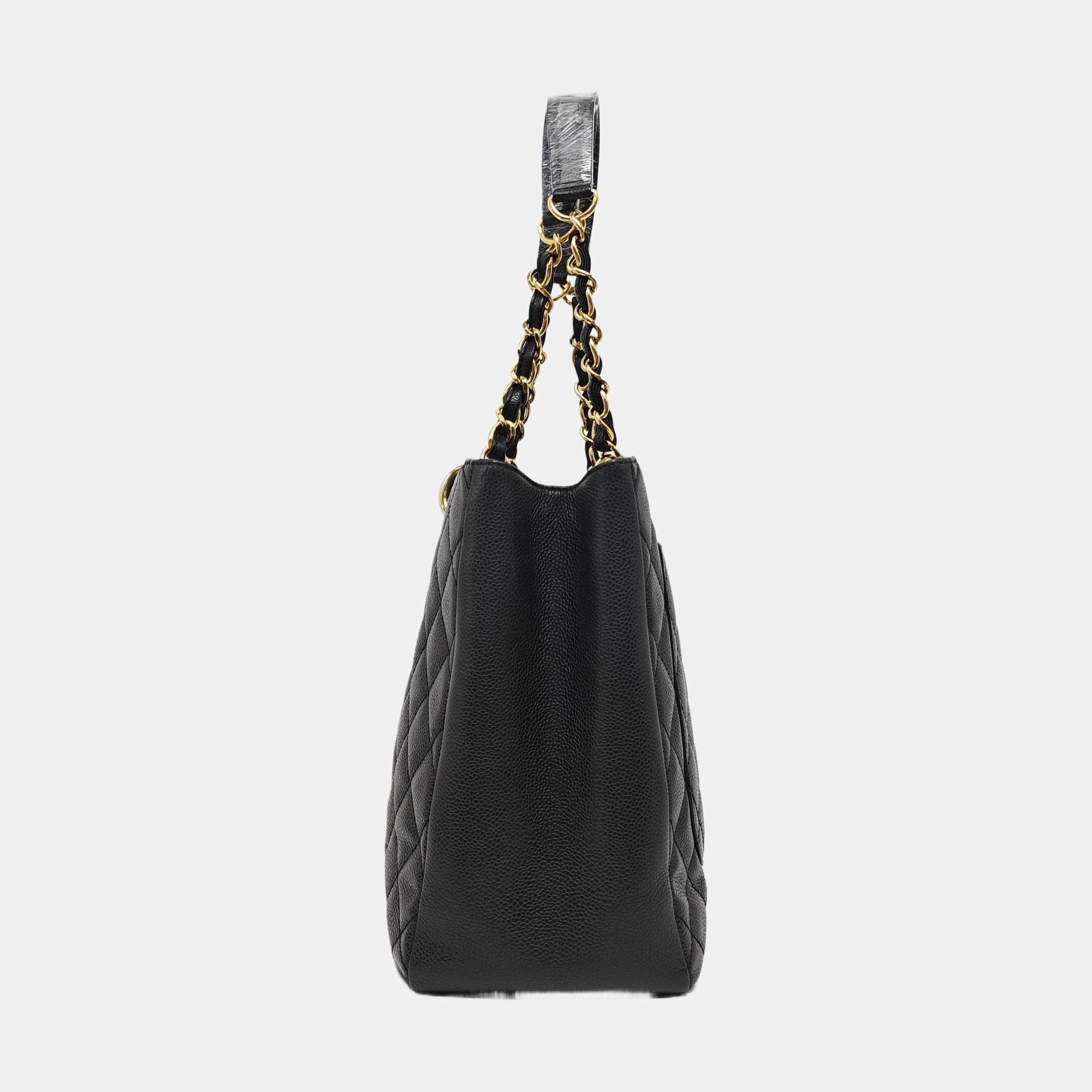 CHANEL GST Large Quilted Grained Calfskin Black