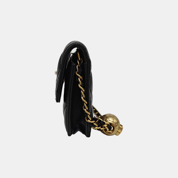 Quilted Lambskin Shoulder Bag Black