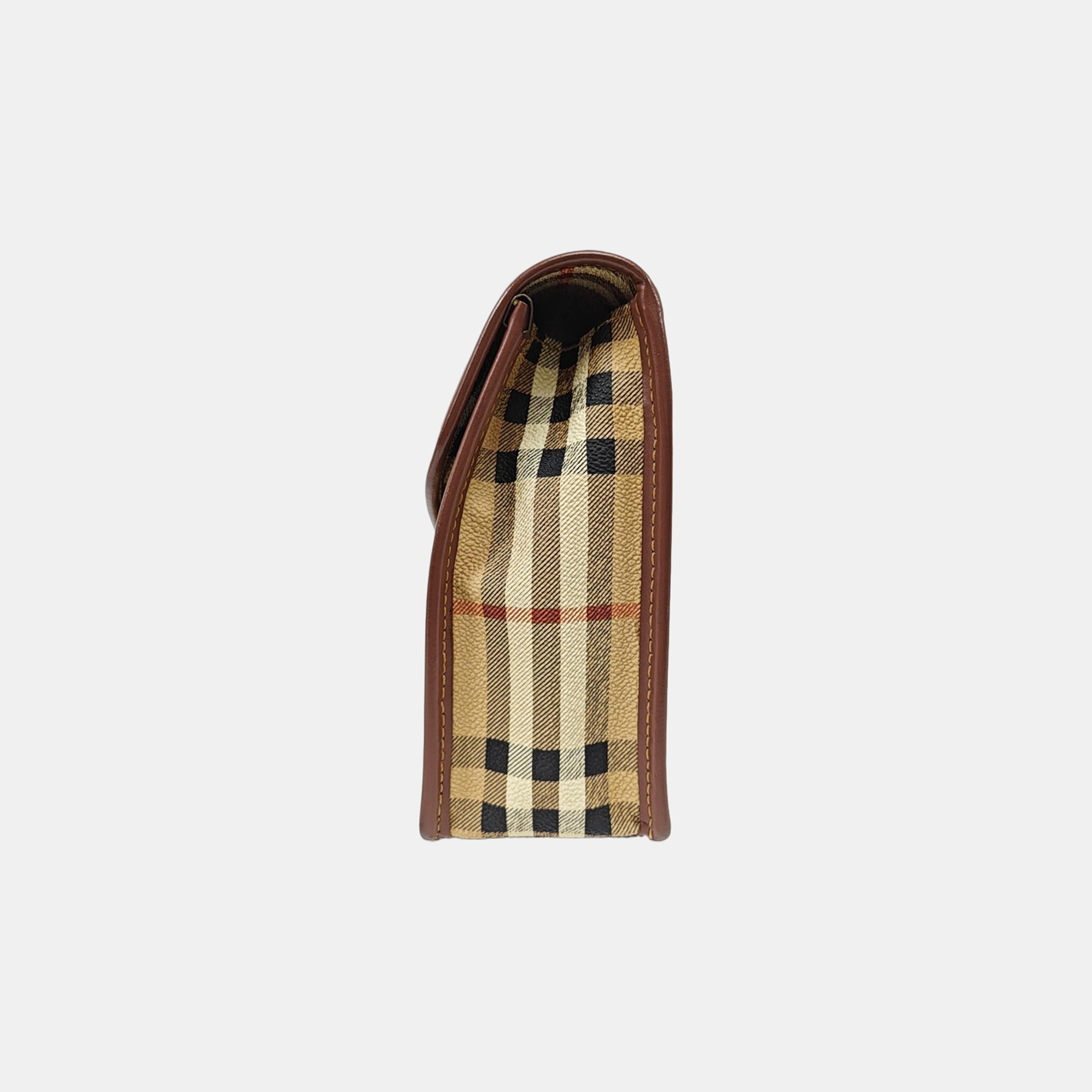 Coated Canvas Shoulder Bag Brown