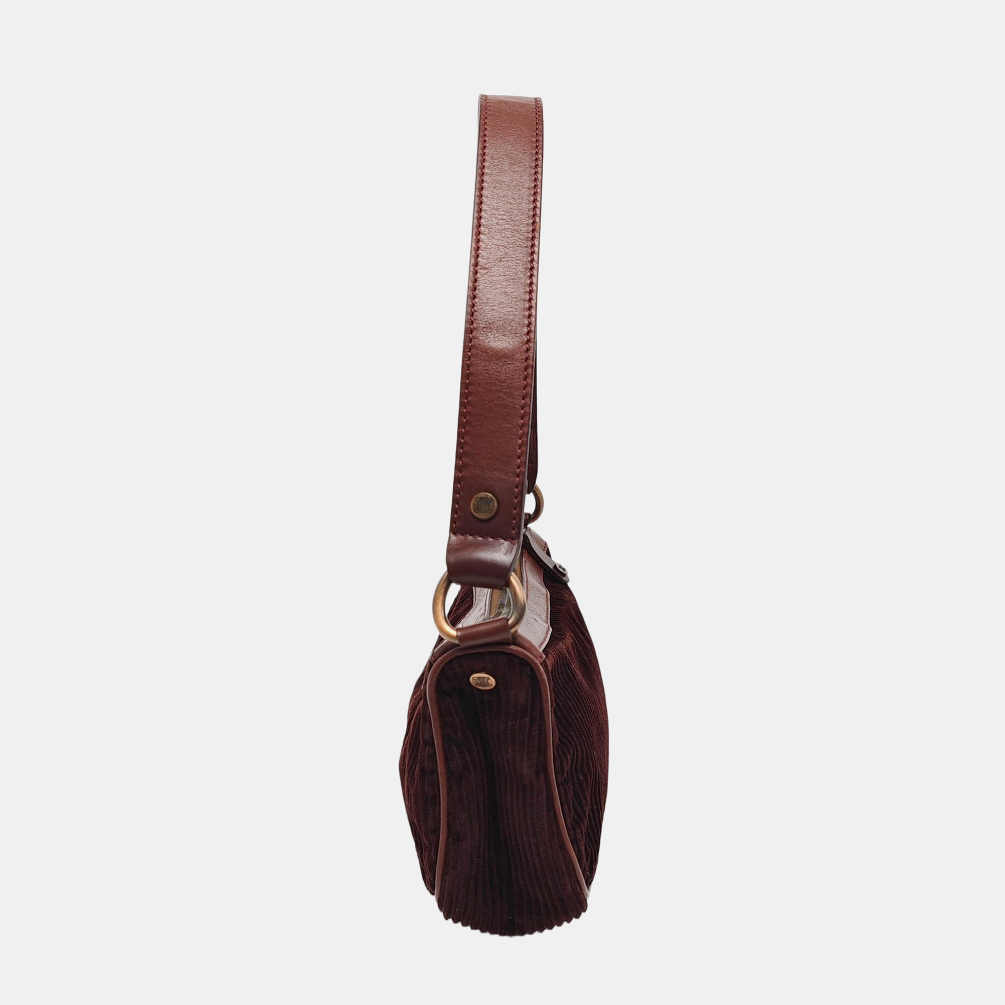 Quilted Corduroy Shoulder Bag Brown
