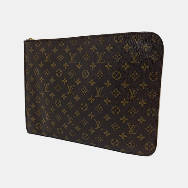 Monogram Coated Canvas Clutch Brown