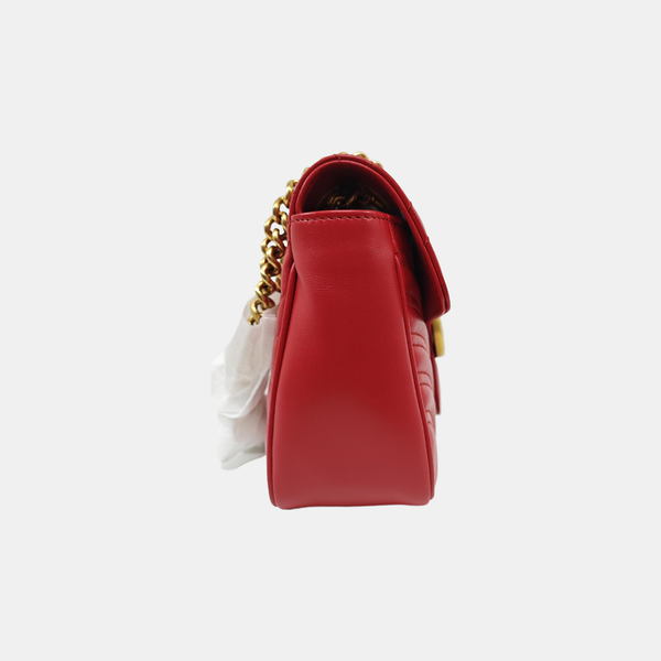 GG Marmont Medium Quilted Calfskin Red