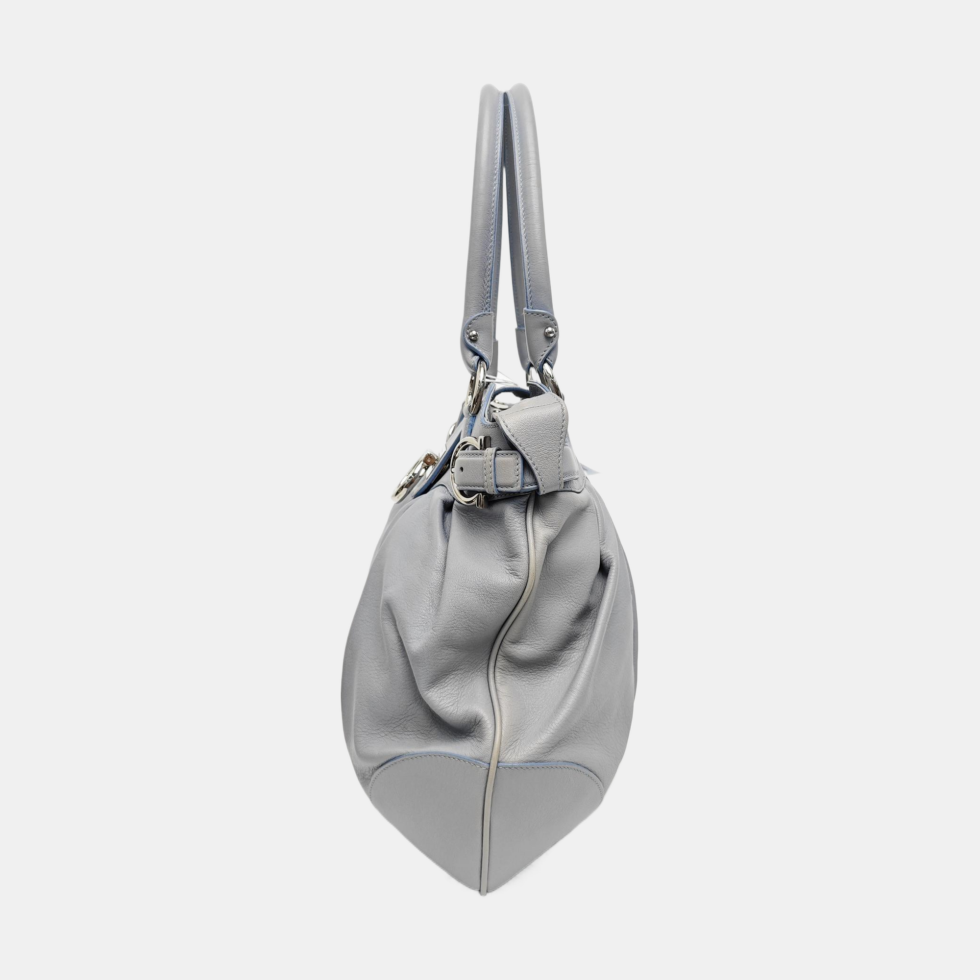 Calfskin Top Handle Bag Blue