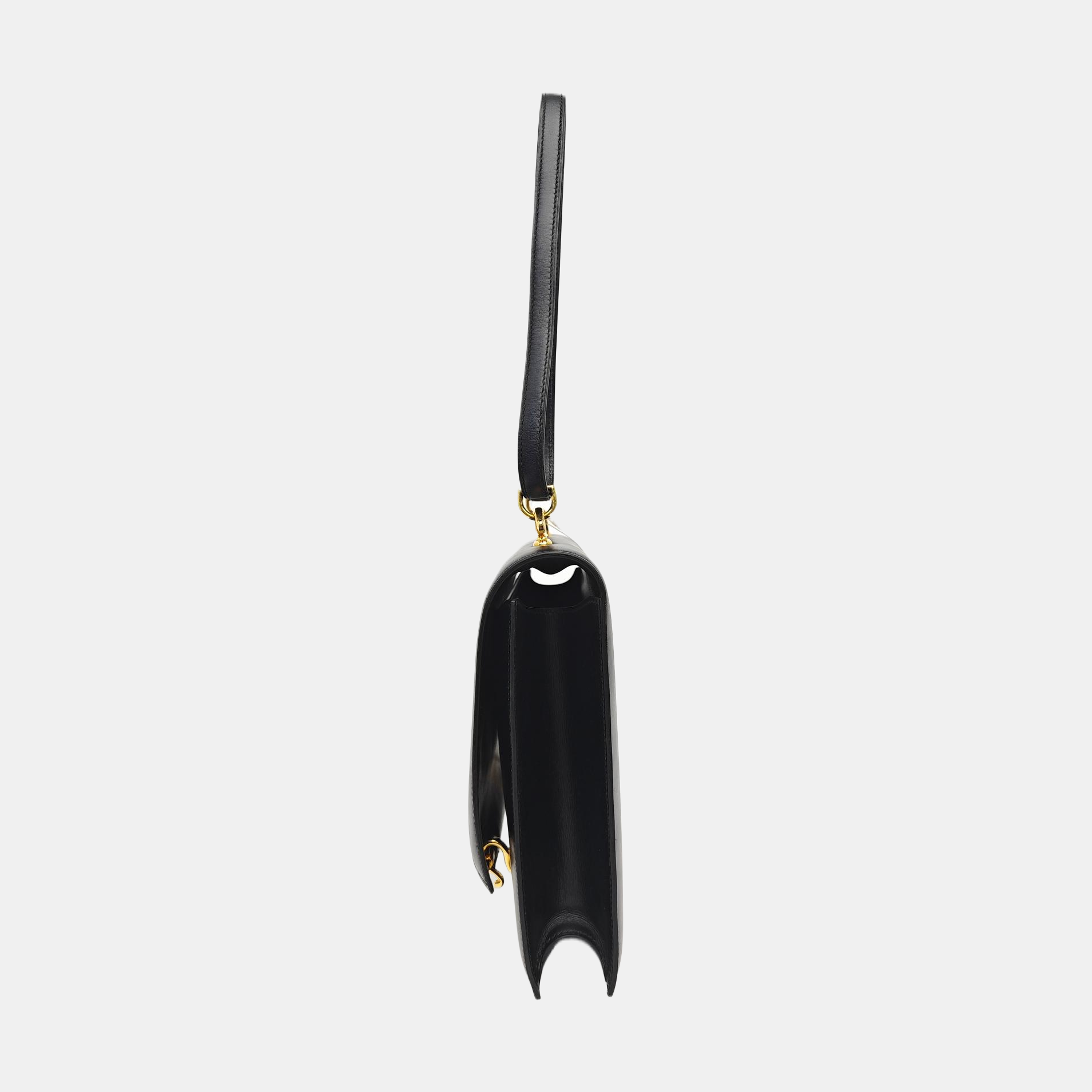Box Calf Shoulder Bag Black