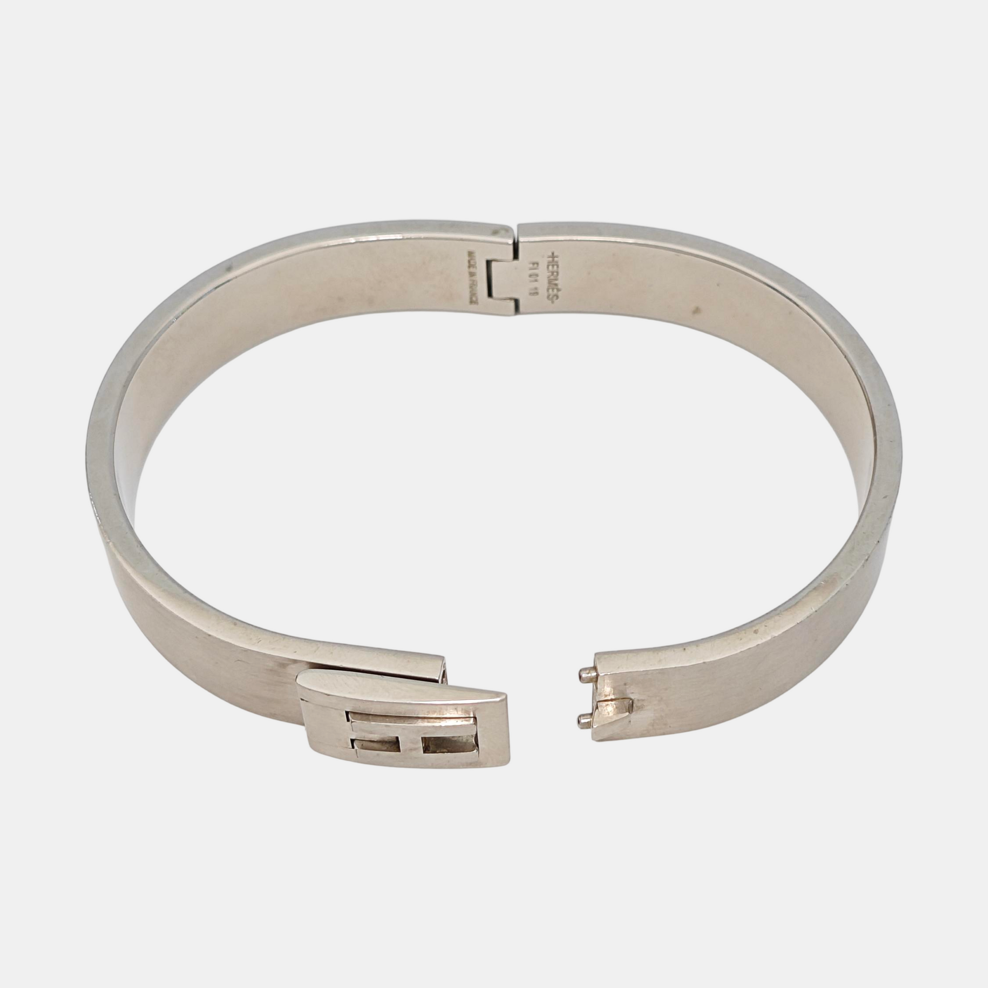 Jet Metal Silver Bangle