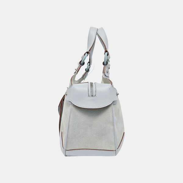 Suede Top Handle Bag Blue