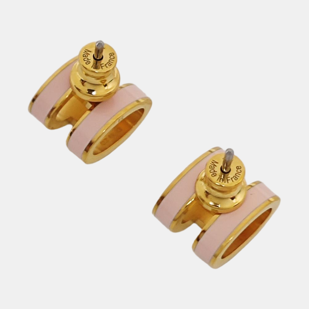 Pop H Metal Gold Stud Earrings
