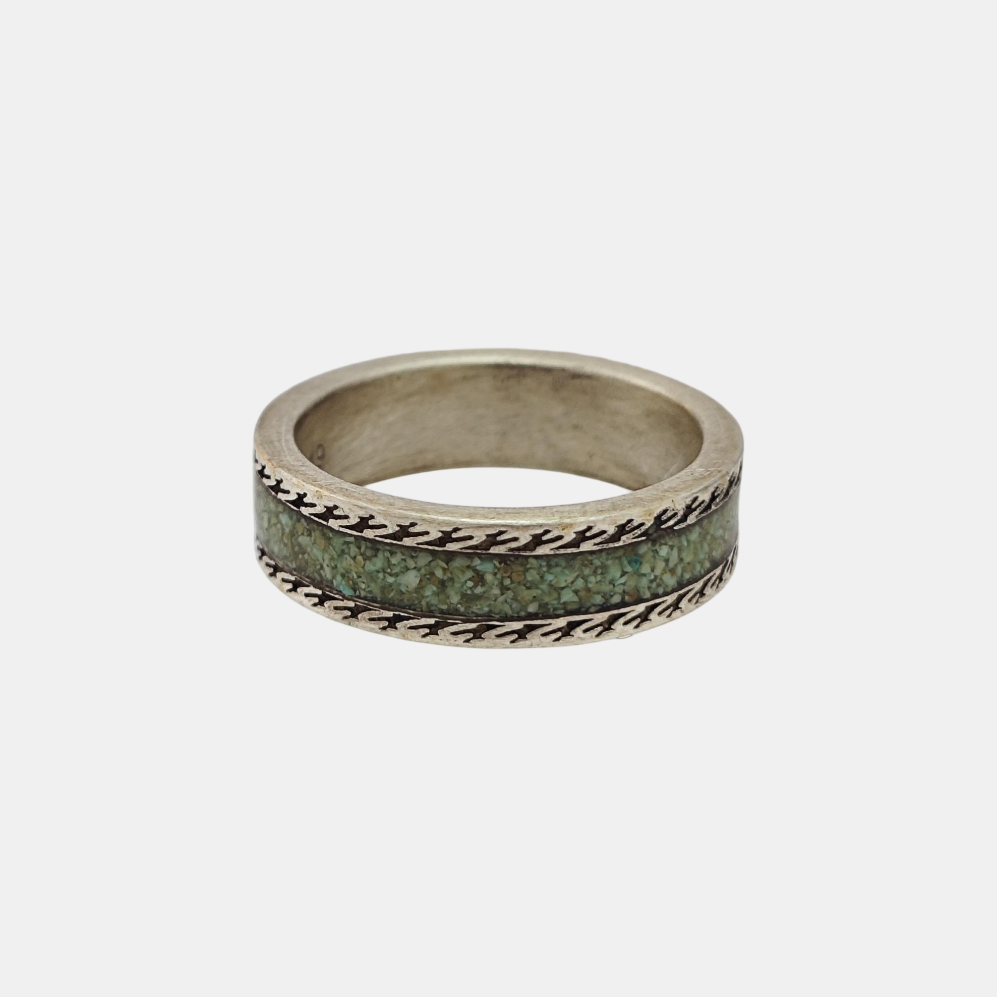 Interlocking G 925 Sterling Silver Green Ring HK 19