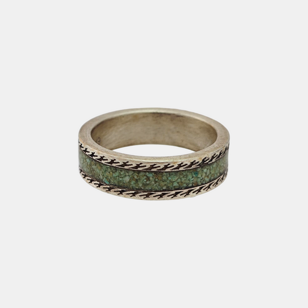 Interlocking G 925 Sterling Silver Green Ring HK 19