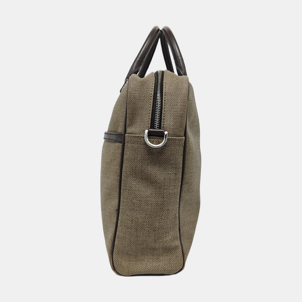 Coated Canvas Top Handle Bag Brown