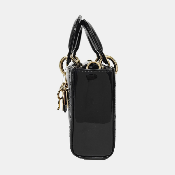Lady Dior Small Cannage Patent Leather Black