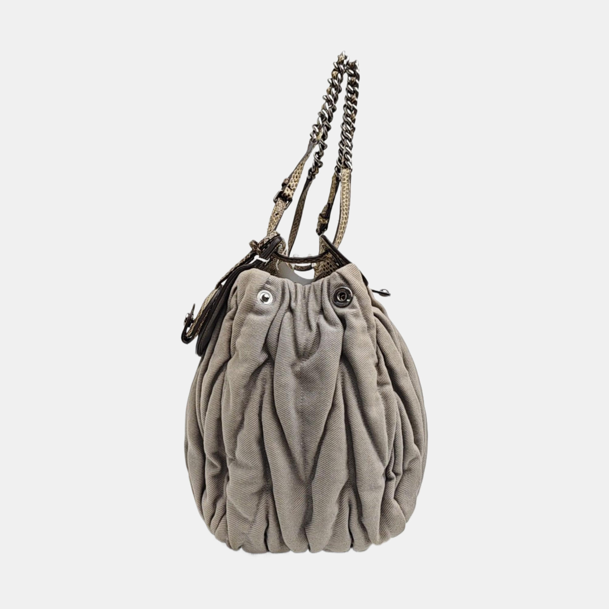 Quilted Fabric Shoulder Bag Gray