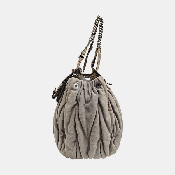 Quilted Fabric Shoulder Bag Gray