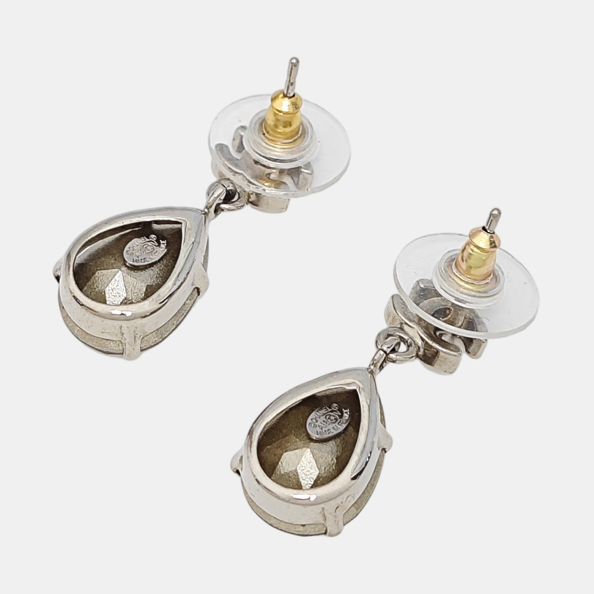 CC Logo Metal Silver Earrings