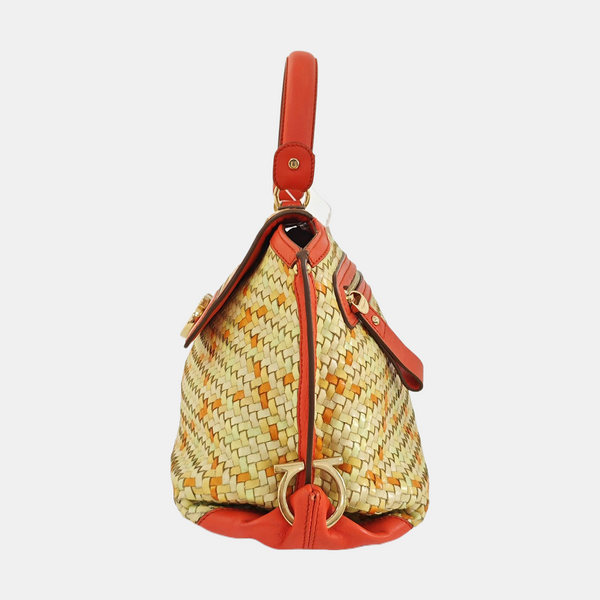 Calfskin Top Handle Bag Multicolor