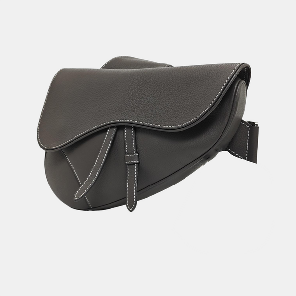 Authenticated pre-owned  Saddle Medium Calfskin Grey - Crossbody Bag at Looply