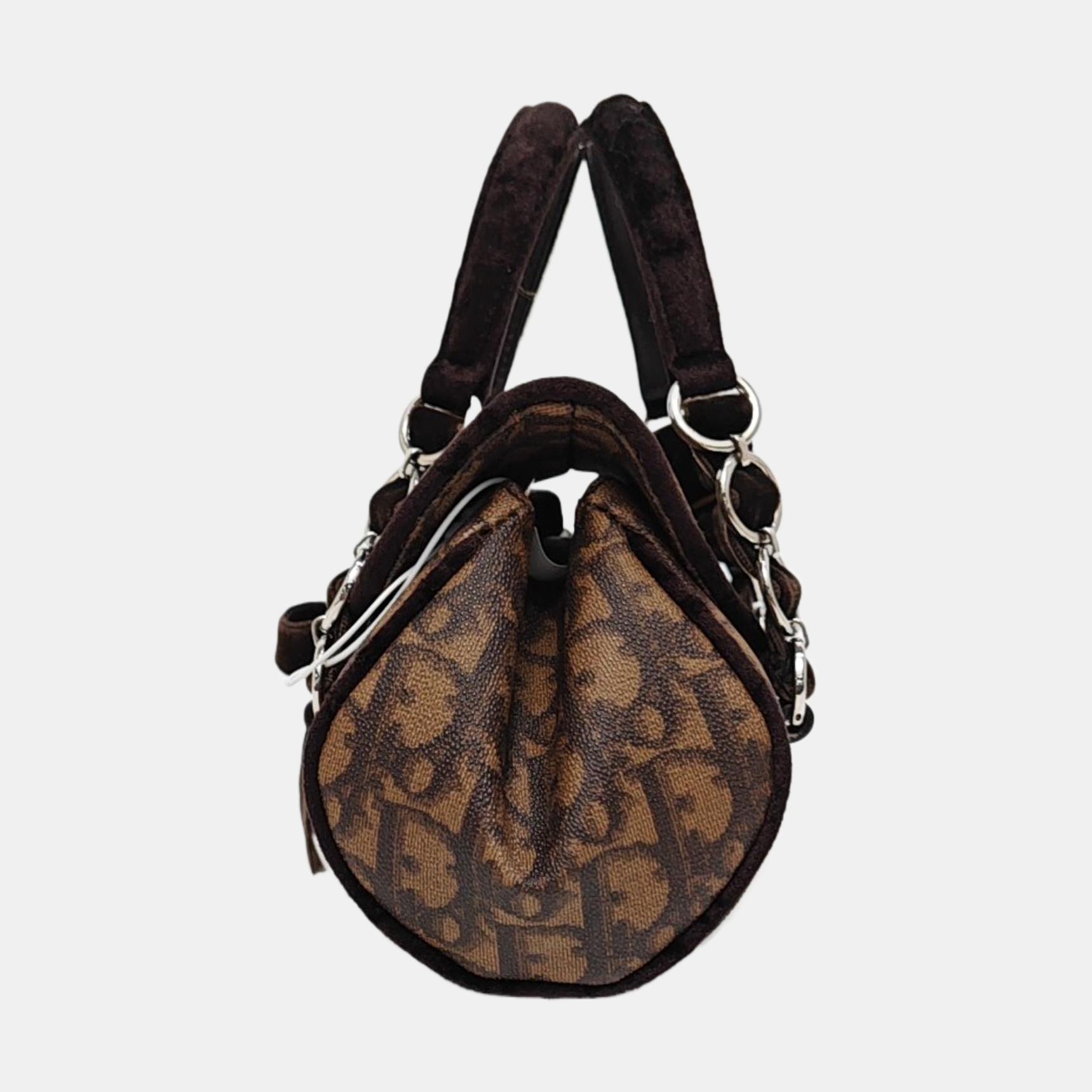 Oblique Coated Canvas Top Handle Bag Brown
